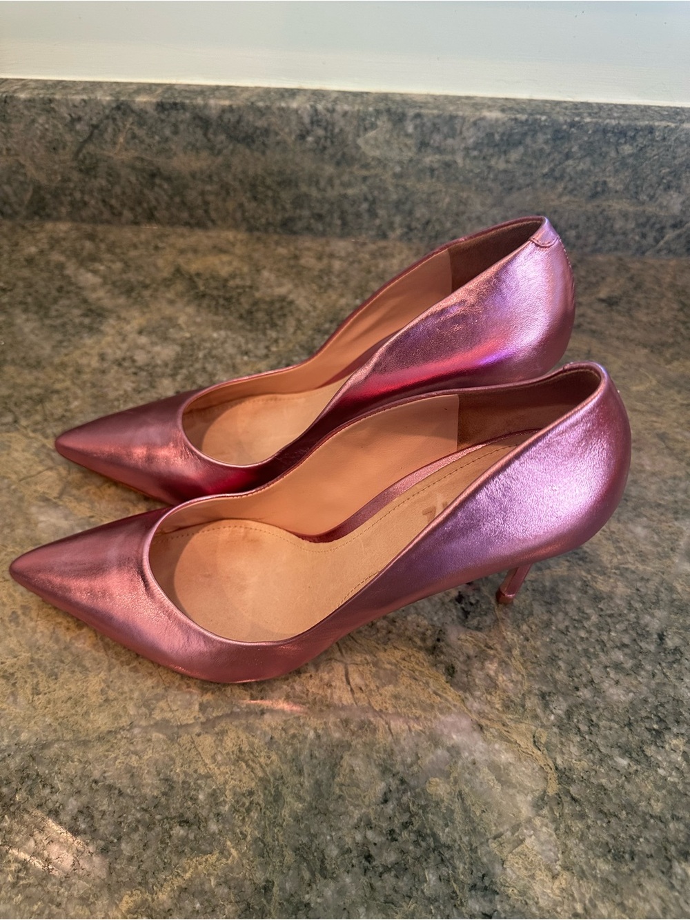 SCHUTZ Metallic Rose-Pink Pointed-Toe Pumps - Picture 2 of 6